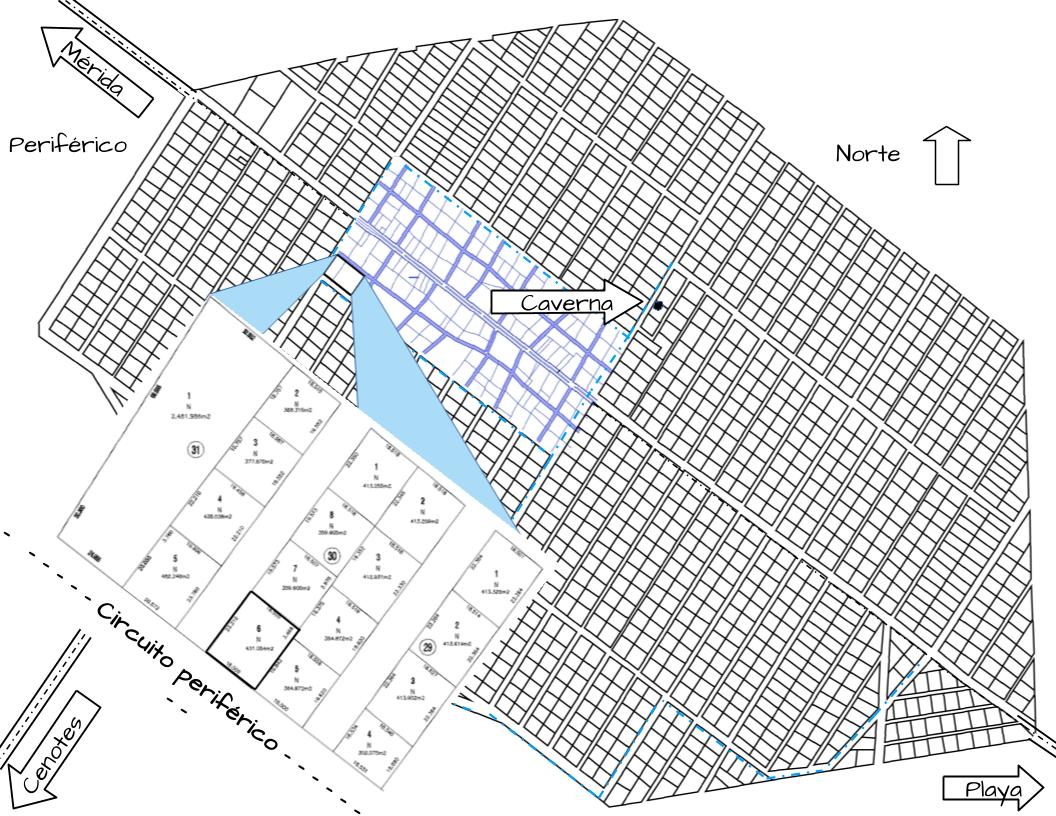 Ubicación del terreno de esquina Mz 94A lote 4 cerca del periférico y avenida principal